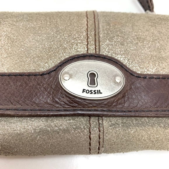 FOSSIL Genuine Leather Wallet Tri-Fold Suede Cards - Picture 5 of 16